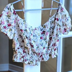 Topshop Cream Boho Floral Cotton Cropped Top. Sz 10. Spring Ready! HP!